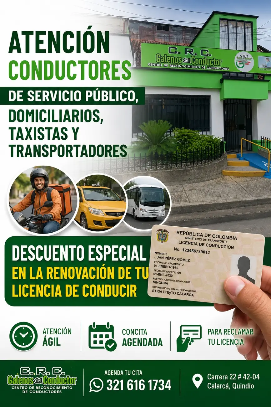 CRC Galenos del Conductor, centro de reconocimiento de conductores aliado